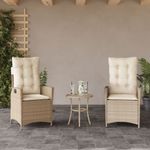 Casa si Gradina - Gradina si terasa - Mobilier exterior - Scaune si sezlonguri gradina - Scaune de gradina rabatabile cu perne, 2 buc., bej, poliratan - Infinity.ro