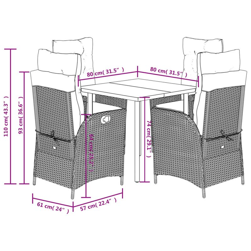Casa si Gradina - Gradina si terasa - Mobilier exterior - Seturi mobila gradina - Set mobilier de gradina cu perne, 5 piese, gri, poliratan - Infinity.ro