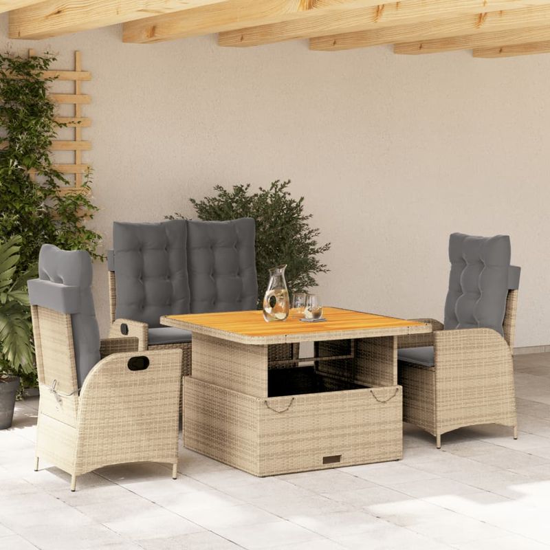 Casa si Gradina - Gradina si terasa - Mobilier exterior - Seturi mobila gradina - Set canapele de gradina, 4 piese, cu perne, bej, poliratan - Infinity.ro