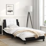 Casa si Gradina - Mobilier - Paturi si accesorii - Paturi - Cadru de pat cu lumini LED negru/alb 90x190 cm piele ecologica - Infinity.ro