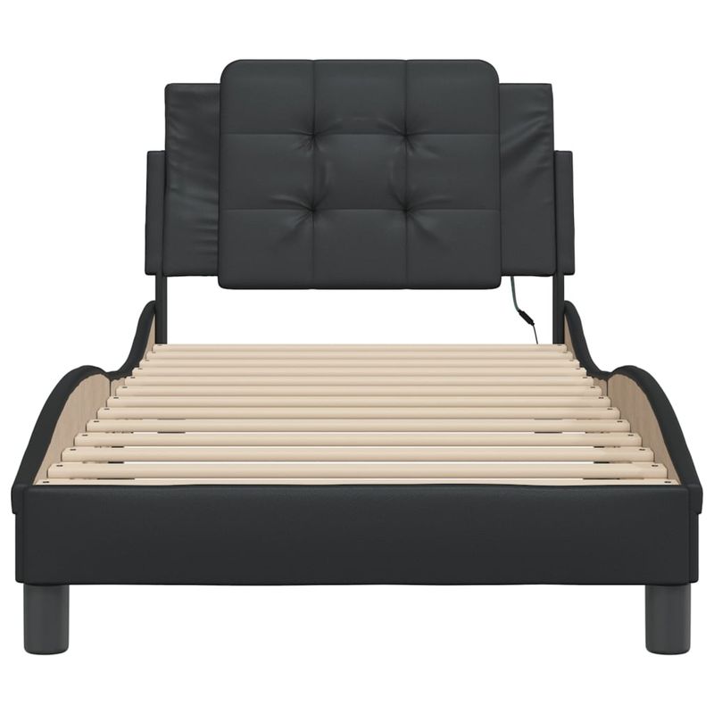 Casa si Gradina - Mobilier - Paturi si accesorii - Paturi - Cadru de pat cu lumini LED, negru, 80x200 cm, piele ecologica - Infinity.ro