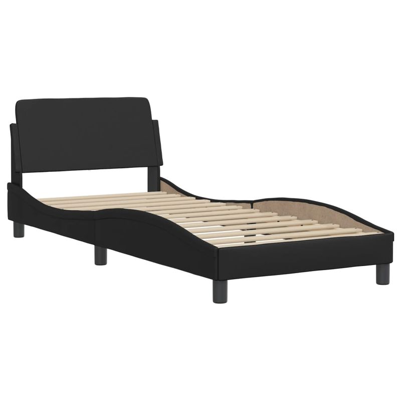 Casa si Gradina - Mobilier - Paturi si accesorii - Paturi - Cadru de pat cu lumini LED, negru, 80x200 cm, piele ecologica - Infinity.ro