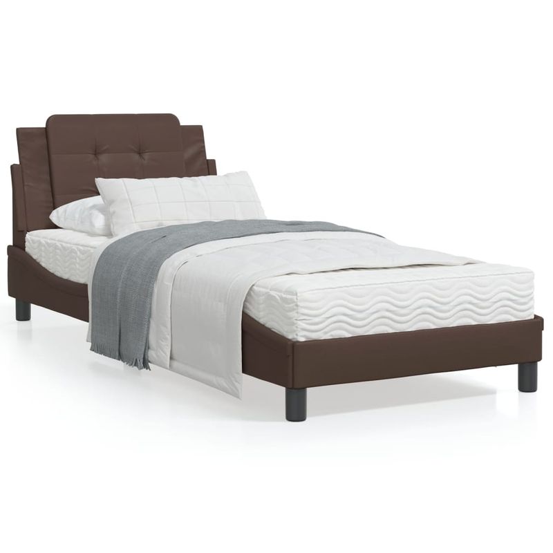 Casa si Gradina - Mobilier - Paturi si accesorii - Paturi - Cadru de pat cu tablie, maro, 90x200 cm, piele ecologica - Infinity.ro
