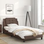 Casa si Gradina - Mobilier - Paturi si accesorii - Paturi - Cadru de pat cu tablie, maro, 90x200 cm, piele ecologica - Infinity.ro
