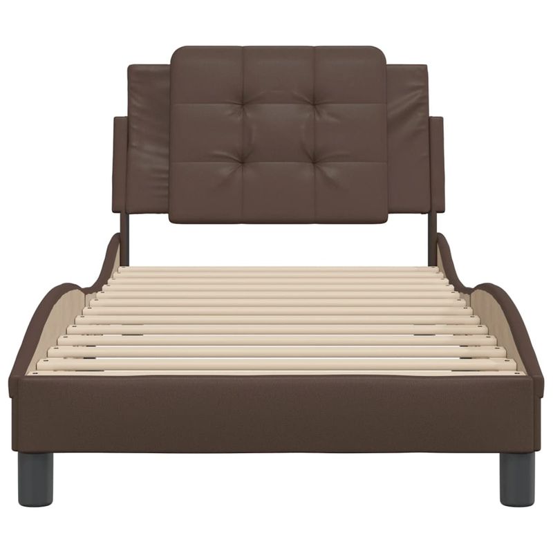 Casa si Gradina - Mobilier - Paturi si accesorii - Paturi - Cadru de pat cu tablie, maro, 90x200 cm, piele ecologica - Infinity.ro