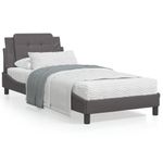 Casa si Gradina - Mobilier - Paturi si accesorii - Paturi - Cadru de pat cu tablie, gri, 100x200 cm, piele ecologica - Infinity.ro