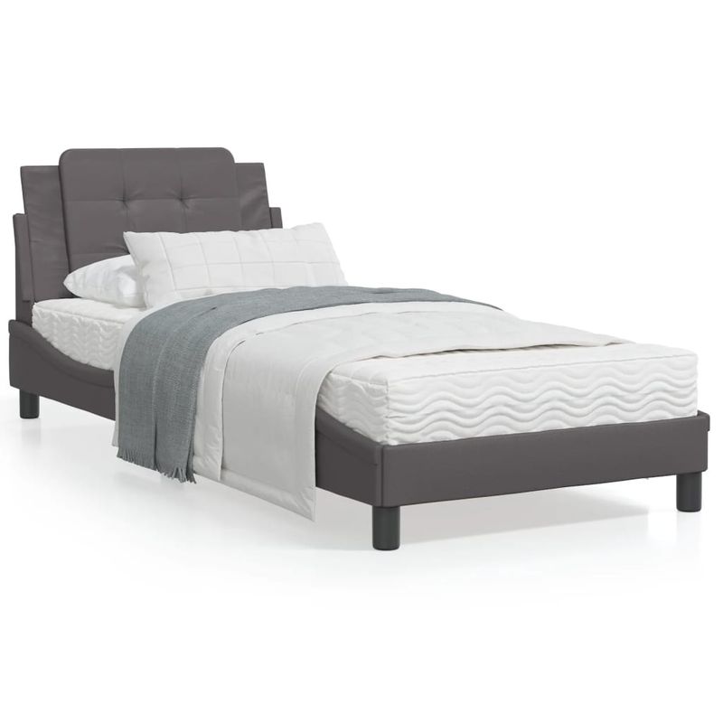 Casa si Gradina - Mobilier - Paturi si accesorii - Paturi - Cadru de pat cu tablie, gri, 100x200 cm, piele ecologica - Infinity.ro