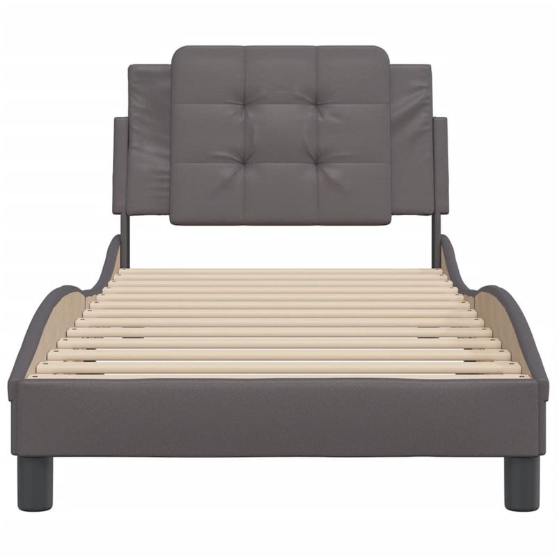 Casa si Gradina - Mobilier - Paturi si accesorii - Paturi - Cadru de pat cu tablie, gri, 100x200 cm, piele ecologica - Infinity.ro