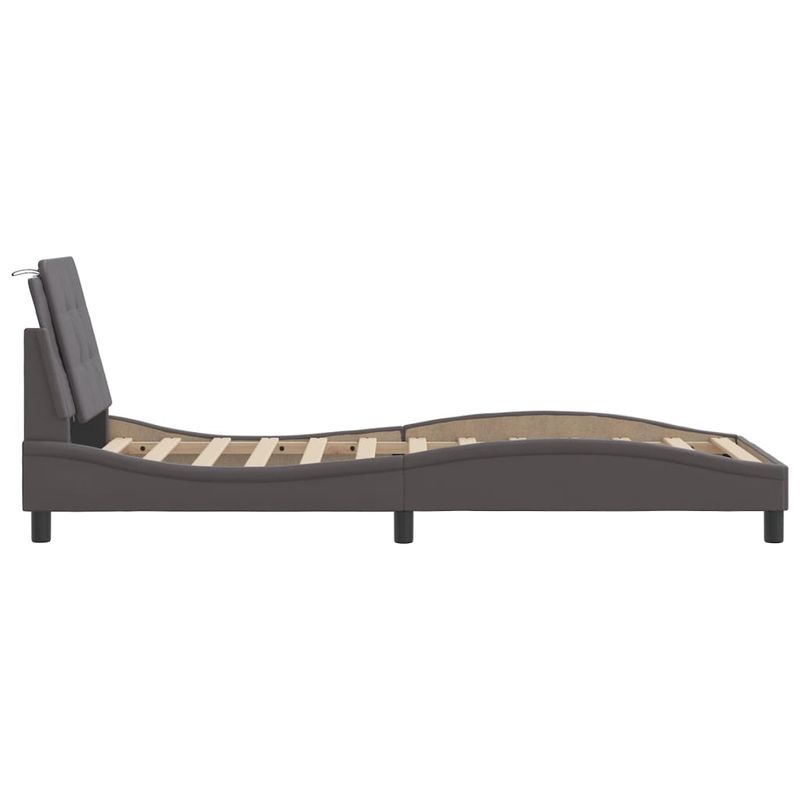 Casa si Gradina - Mobilier - Paturi si accesorii - Paturi - Cadru de pat cu tablie, gri, 100x200 cm, piele ecologica - Infinity.ro