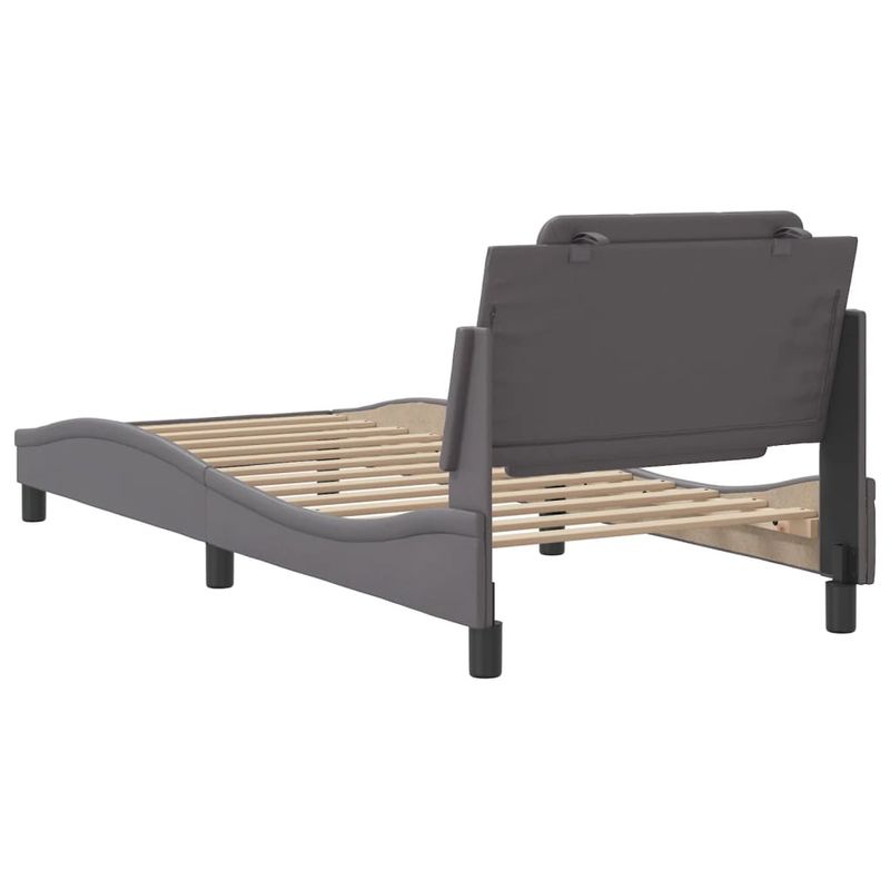 Casa si Gradina - Mobilier - Paturi si accesorii - Paturi - Cadru de pat cu tablie, gri, 100x200 cm, piele ecologica - Infinity.ro