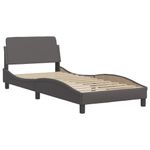 Casa si Gradina - Mobilier - Paturi si accesorii - Paturi - Cadru de pat cu tablie, gri, 100x200 cm, piele ecologica - Infinity.ro
