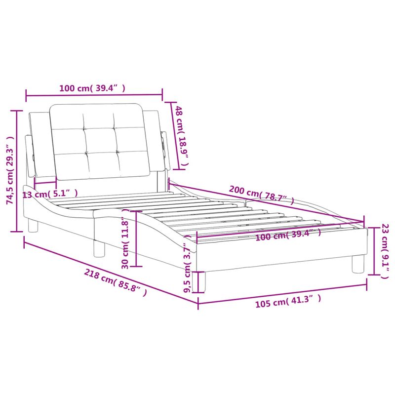 Casa si Gradina - Mobilier - Paturi si accesorii - Paturi - Cadru de pat cu tablie, gri, 100x200 cm, piele ecologica - Infinity.ro