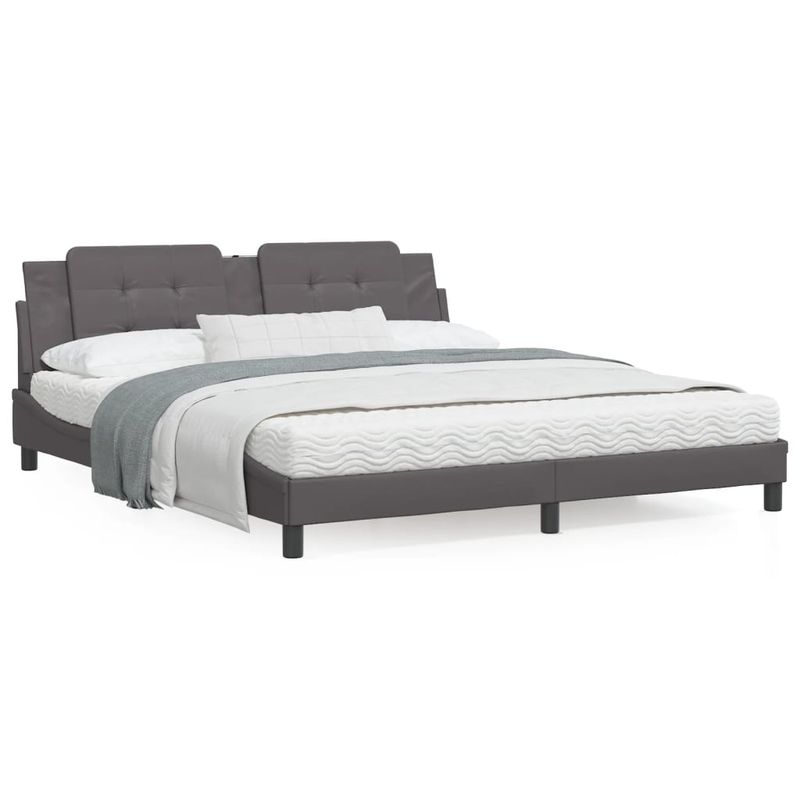 Casa si Gradina - Mobilier - Paturi si accesorii - Paturi - Cadru de pat cu tablie, gri, 180x200 cm, piele ecologica - Infinity.ro
