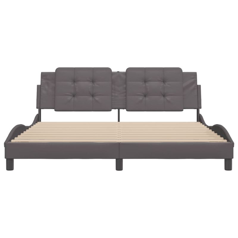 Casa si Gradina - Mobilier - Paturi si accesorii - Paturi - Cadru de pat cu tablie, gri, 180x200 cm, piele ecologica - Infinity.ro