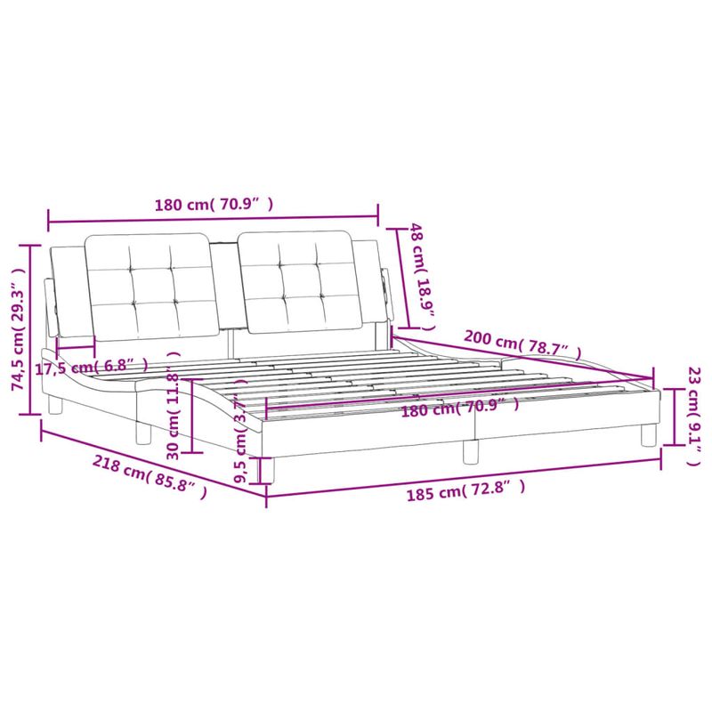 Casa si Gradina - Mobilier - Paturi si accesorii - Paturi - Cadru de pat cu tablie, gri, 180x200 cm, piele ecologica - Infinity.ro
