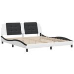 Casa si Gradina - Mobilier - Paturi si accesorii - Paturi - Cadru de pat cu LED, alb si negru, 180x200 cm, piele ecologica - Infinity.ro