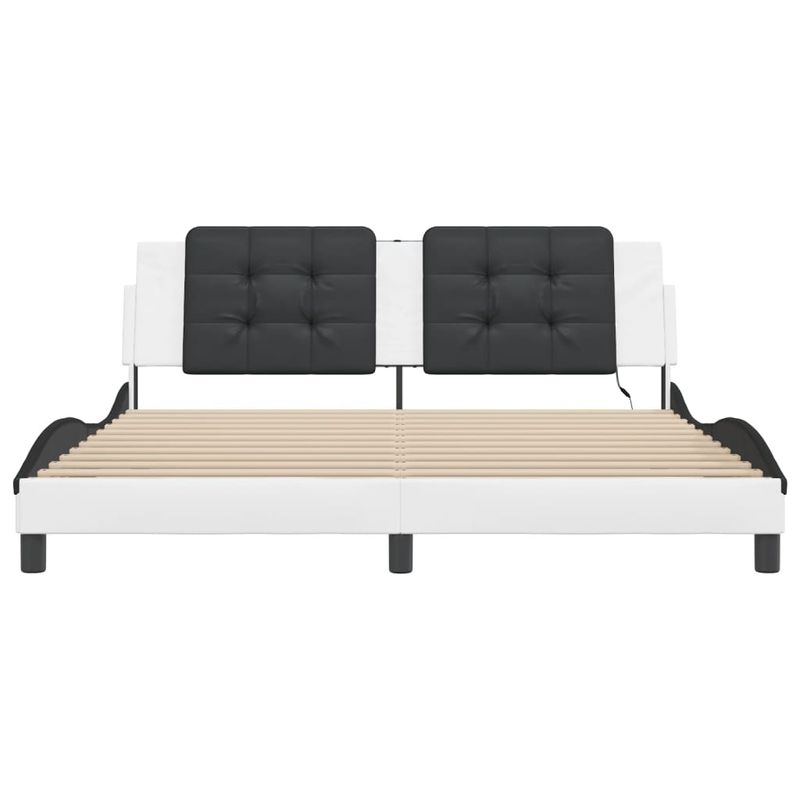 Casa si Gradina - Mobilier - Paturi si accesorii - Paturi - Cadru de pat cu LED, alb si negru, 180x200 cm, piele ecologica - Infinity.ro
