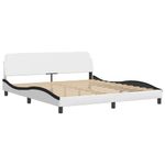 Casa si Gradina - Mobilier - Paturi si accesorii - Paturi - Cadru de pat cu LED, alb si negru, 180x200 cm, piele ecologica - Infinity.ro