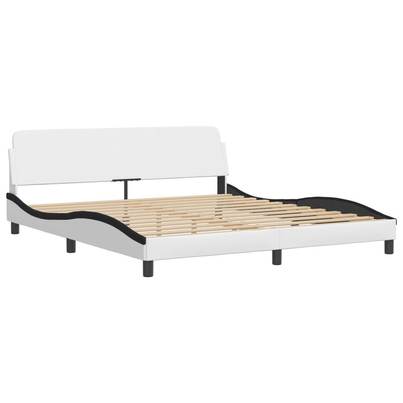 Casa si Gradina - Mobilier - Paturi si accesorii - Paturi - Cadru de pat cu LED, alb si negru, 180x200 cm, piele ecologica - Infinity.ro
