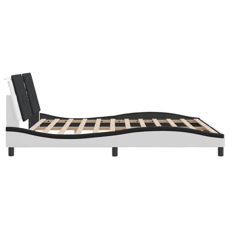 Casa si Gradina - Mobilier - Paturi si accesorii - Paturi - Cadru de pat cu LED, alb si negru, 180x200 cm, piele ecologica - Infinity.ro