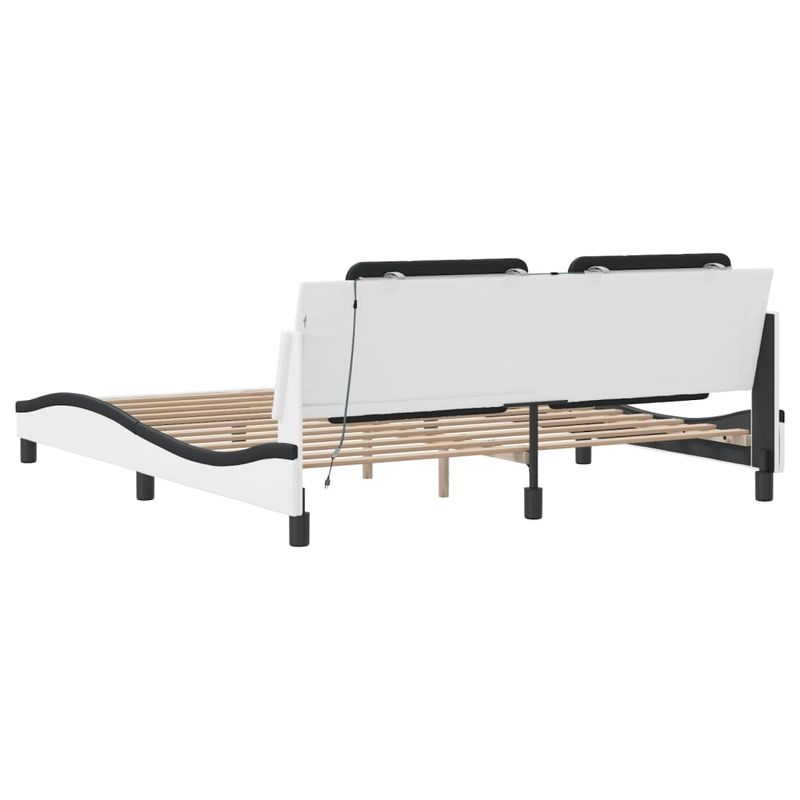 Casa si Gradina - Mobilier - Paturi si accesorii - Paturi - Cadru de pat cu LED, alb si negru, 180x200 cm, piele ecologica - Infinity.ro