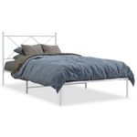Casa si Gradina - Mobilier - Paturi si accesorii - Paturi - Cadru de pat din metal cu tablie, alb, 107x203 cm - Infinity.ro