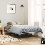 Casa si Gradina - Mobilier - Paturi si accesorii - Paturi - Cadru de pat din metal cu tablie, alb, 107x203 cm - Infinity.ro