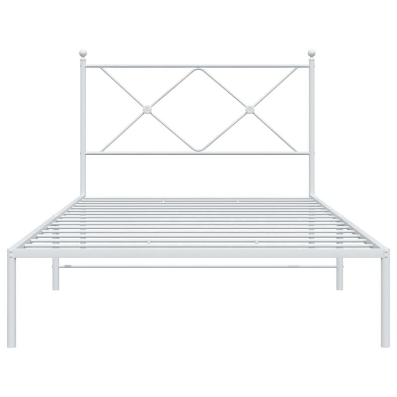 Casa si Gradina - Mobilier - Paturi si accesorii - Paturi - Cadru de pat din metal cu tablie, alb, 107x203 cm - Infinity.ro
