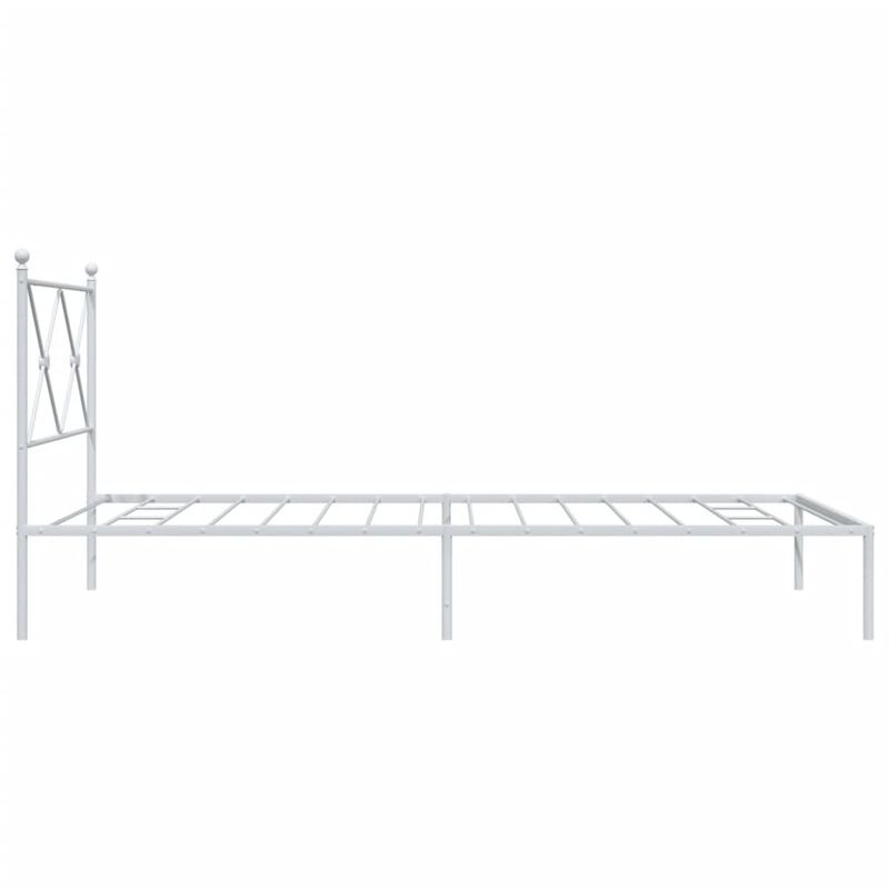 Casa si Gradina - Mobilier - Paturi si accesorii - Paturi - Cadru de pat din metal cu tablie, alb, 107x203 cm - Infinity.ro