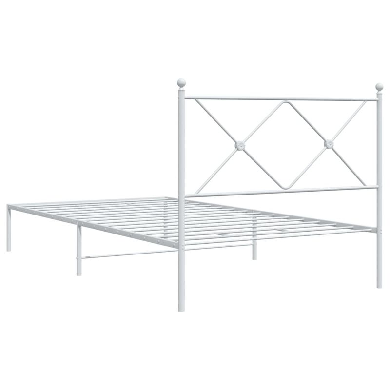 Casa si Gradina - Mobilier - Paturi si accesorii - Paturi - Cadru de pat din metal cu tablie, alb, 107x203 cm - Infinity.ro