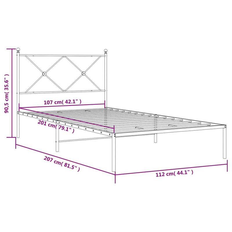 Casa si Gradina - Mobilier - Paturi si accesorii - Paturi - Cadru de pat din metal cu tablie, alb, 107x203 cm - Infinity.ro