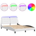Casa si Gradina - Mobilier - Paturi si accesorii - Paturi - Cadru de pat cu lumini LED, alb, 140x200 cm, piele ecologica - Infinity.ro