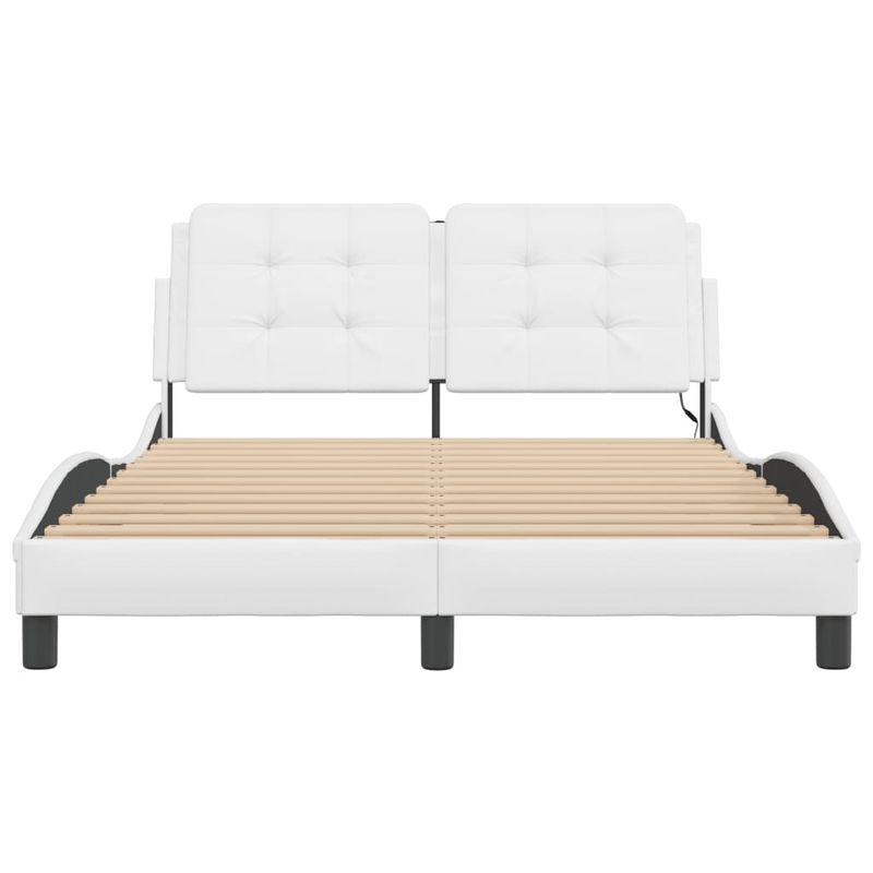 Casa si Gradina - Mobilier - Paturi si accesorii - Paturi - Cadru de pat cu lumini LED, alb, 140x200 cm, piele ecologica - Infinity.ro