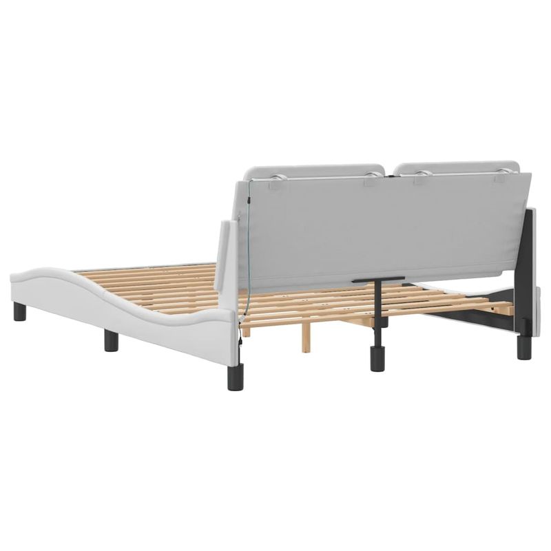Casa si Gradina - Mobilier - Paturi si accesorii - Paturi - Cadru de pat cu lumini LED, alb, 140x200 cm, piele ecologica - Infinity.ro