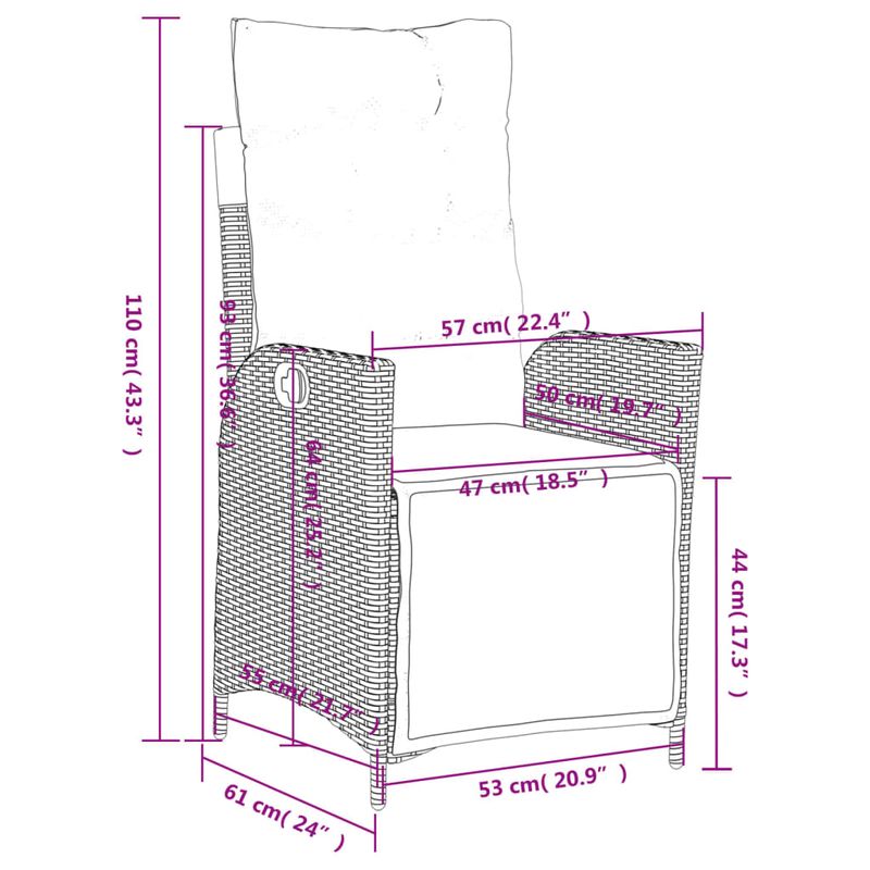 Casa si Gradina - Gradina si terasa - Mobilier exterior - Scaune si sezlonguri gradina - Scaun de gradina rabatabil cu suport picioare,2 buc., poliratan - Infinity.ro