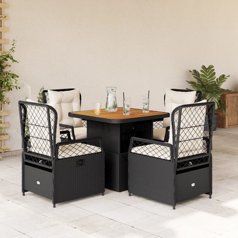 Casa si Gradina - Gradina si terasa - Mobilier exterior - Seturi mobila gradina - Set mobilier de gradina cu perne, 5 piese, negru, poliratan - Infinity.ro