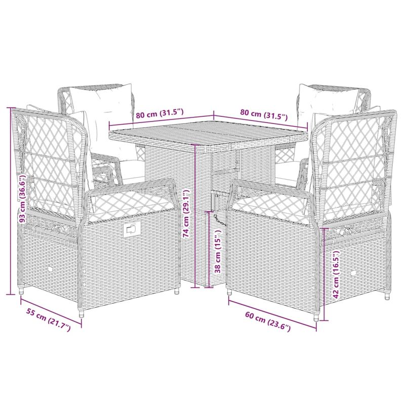 Casa si Gradina - Gradina si terasa - Mobilier exterior - Seturi mobila gradina - Set mobilier de gradina cu perne, 5 piese, negru, poliratan - Infinity.ro