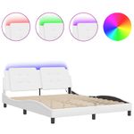 Casa si Gradina - Mobilier - Paturi si accesorii - Paturi - Cadru de pat cu lumini LED, alb, 160x200 cm, piele ecologica - Infinity.ro