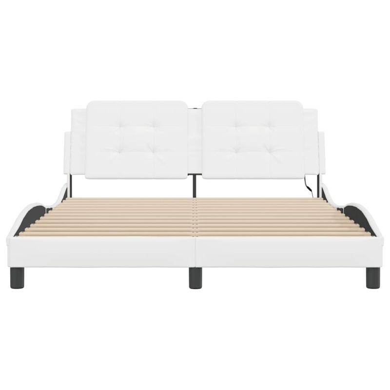 Casa si Gradina - Mobilier - Paturi si accesorii - Paturi - Cadru de pat cu lumini LED, alb, 160x200 cm, piele ecologica - Infinity.ro