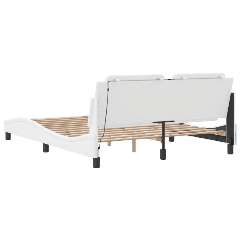 Casa si Gradina - Mobilier - Paturi si accesorii - Paturi - Cadru de pat cu lumini LED, alb, 160x200 cm, piele ecologica - Infinity.ro
