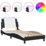 Casa si Gradina - Mobilier - Paturi si accesorii - Paturi - Cadru de pat cu LED, negru si alb, 100x200 cm, piele ecologica - Infinity.ro