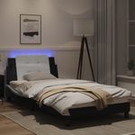 Casa si Gradina - Mobilier - Paturi si accesorii - Paturi - Cadru de pat cu LED, negru si alb, 100x200 cm, piele ecologica - Infinity.ro