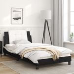 Casa si Gradina - Mobilier - Paturi si accesorii - Paturi - Cadru de pat cu LED, negru si alb, 100x200 cm, piele ecologica - Infinity.ro