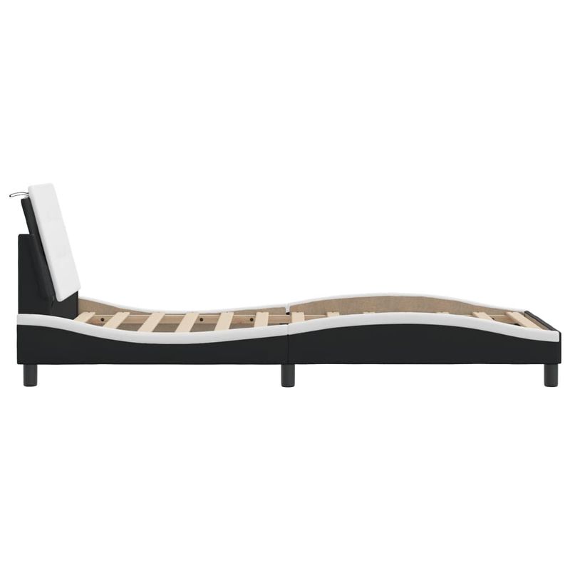 Casa si Gradina - Mobilier - Paturi si accesorii - Paturi - Cadru de pat cu LED, negru si alb, 100x200 cm, piele ecologica - Infinity.ro