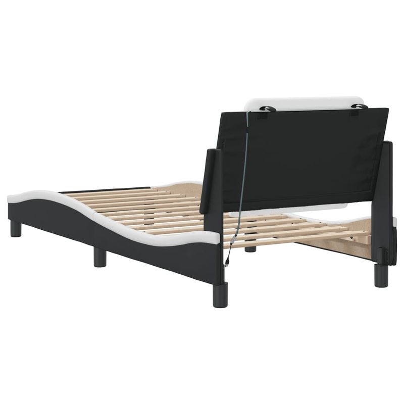 Casa si Gradina - Mobilier - Paturi si accesorii - Paturi - Cadru de pat cu LED, negru si alb, 100x200 cm, piele ecologica - Infinity.ro