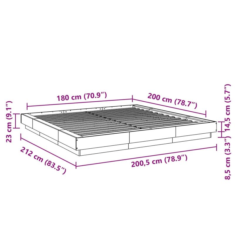 Casa si Gradina - Mobilier - Paturi si accesorii - Paturi - Cadru de pat alb 180x200 cm din lemn prelucrat - Infinity.ro