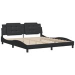 Casa si Gradina - Mobilier - Paturi si accesorii - Paturi - Cadru de pat cu tablie, negru, 180x200 cm, piele ecologica - Infinity.ro