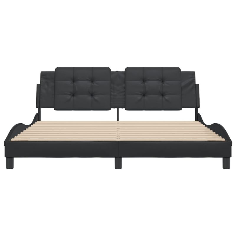 Casa si Gradina - Mobilier - Paturi si accesorii - Paturi - Cadru de pat cu tablie, negru, 180x200 cm, piele ecologica - Infinity.ro