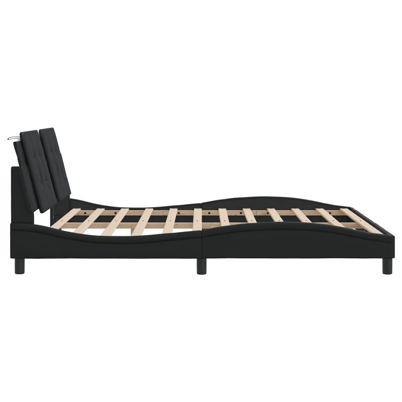 Casa si Gradina - Mobilier - Paturi si accesorii - Paturi - Cadru de pat cu tablie, negru, 180x200 cm, piele ecologica - Infinity.ro