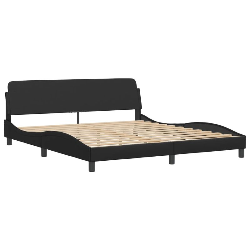 Casa si Gradina - Mobilier - Paturi si accesorii - Paturi - Cadru de pat cu tablie, negru, 180x200 cm, piele ecologica - Infinity.ro